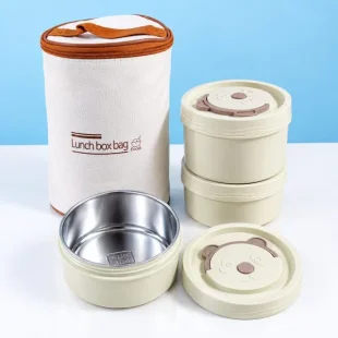 3 Tier Thermal Lunch Box with Insulated Aluminum Foil Bag