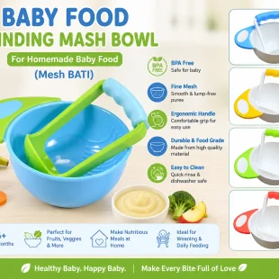 Baby Food Masher Bowl for Fruits and Vegetables – BPA-Free Manual Baby Food Grinder