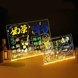 LED Acrylic Drawing Board with Colour Pens & Night Light for Kids (3–12 Years)