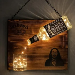Rustic Wooden Bottle LED Wall Decor Light