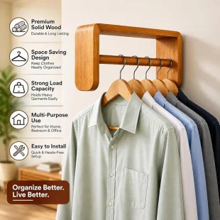Solid Wood Wall Mounted Folding Stool for Bedroom and Entryway