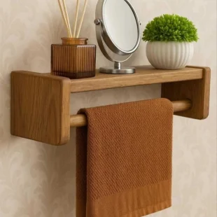 Wall Mounted Wooden Towel Holder