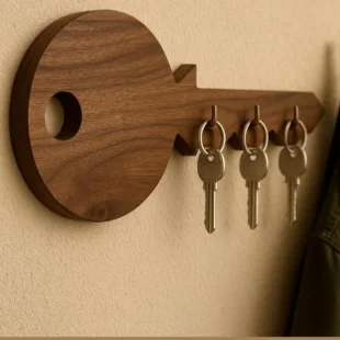 Wooden Key Holder – Key Shaped Wall Mounted Key Rack